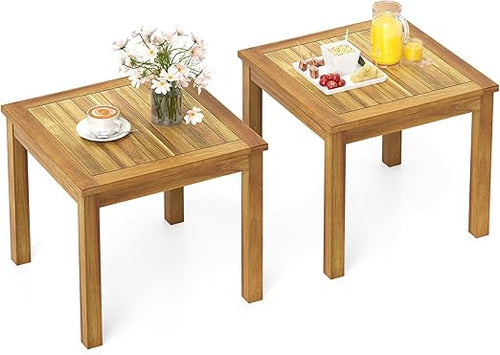 Teak Wood Outdoor Side Table – 20" Square Patio End Table