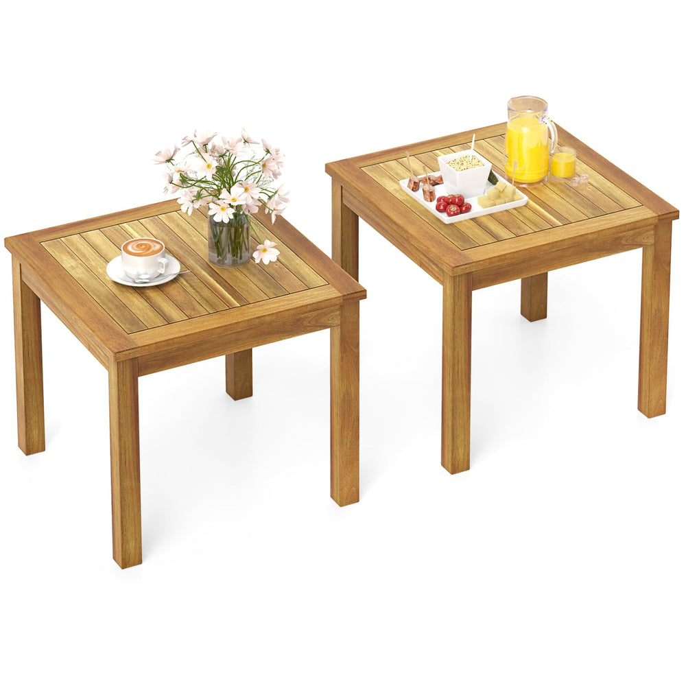 Teak Wood Outdoor Side Table – 20" Square Patio End Table