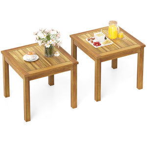 Teak Wood Outdoor Side Table – 20" Square Patio End Table