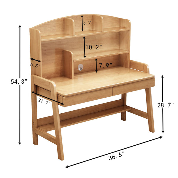Kids Study Desk with Bookshelf and Two Drawers