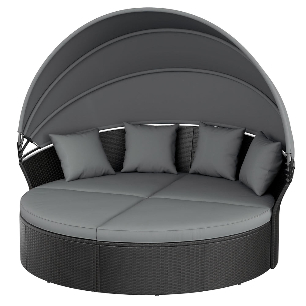 Outdoor Round Daybed with Retractable Canopy