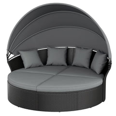 Outdoor Round Daybed with Retractable Canopy