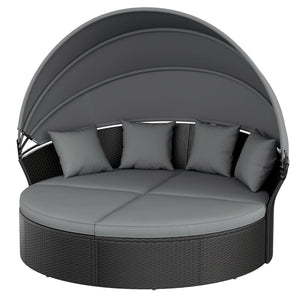 Outdoor Round Daybed with Retractable Canopy