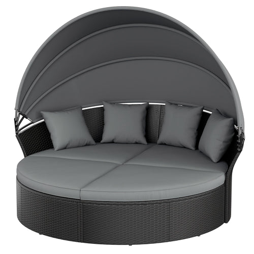 Outdoor Round Daybed with Retractable Canopy