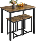 3-Piece Industrial Dining Table Set with 2 Stools