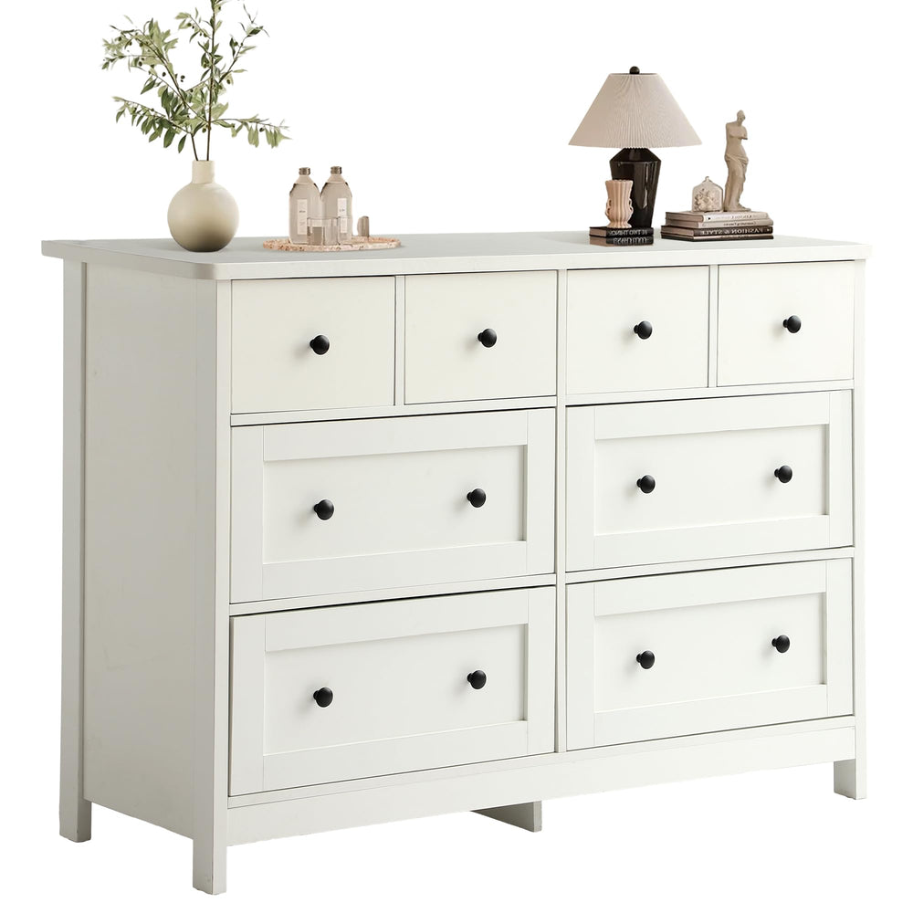 8-Drawer Dresser with Metal Knobs & Wood Legs
