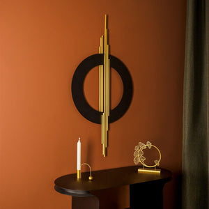 3D Geometric Metal Wall Art Black Gold