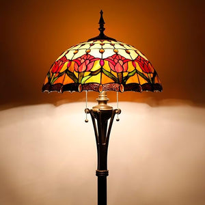 Tiffany Stained Glass Floor Lamp, 16"W x 70"H