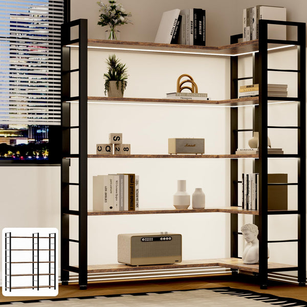 LED Bookshelf with L-Shaped Option – 5 & 6-Tier