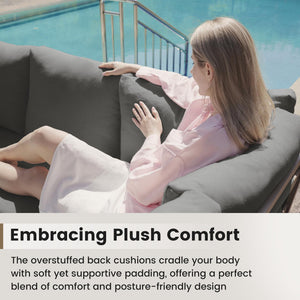 L-Shaped Outdoor Sectional Sofa Set with Coffee Table