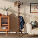 Wooden Coat Rack Freestanding with 8 Hooks