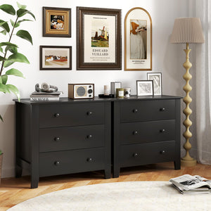 Giantex Small 3-Drawer Dresser for Bedroom - 28.5” x 18” x 26” Wide Chest of Drawers, Modern Large Nightstand, Storage Cabinet, Closet Storage Organizer for Living Room, Hallway (Black)