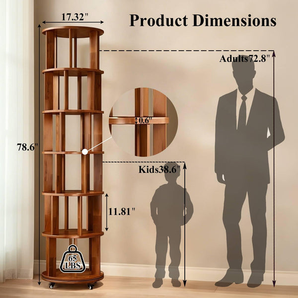 6-Tier Rotating Bookshelf Tower