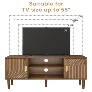 47.2-Inch Walnut TV Stand with Line Groove Design & Storage