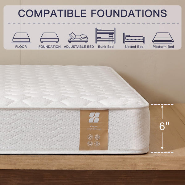 Twin 6-Inch Hybrid Mattress – Memory Foam & Pocket Coils
