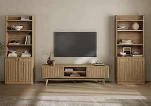 70" Fluted TV Stand with Storage Cabinets