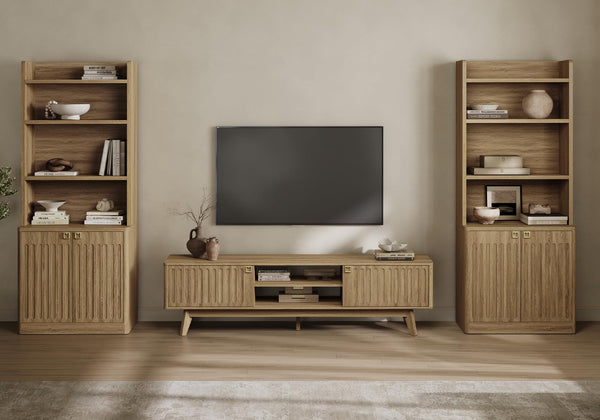 70" Fluted TV Stand with Storage Cabinets