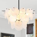 28-Inch Modern Glass Chandelier – 3-Tier Pendant Light Fixture