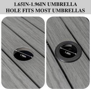 Wicker Patio Side Table with Umbrella Hole and Weight Bags