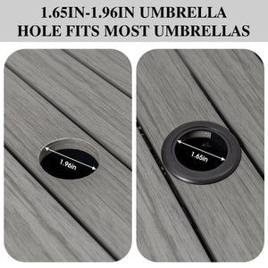 Wicker Patio Side Table with Umbrella Hole and Weight Bags