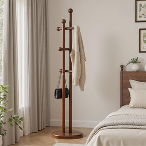 Freestanding Wooden Coat Rack Tree