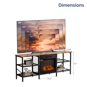 Industrial Fireplace TV Stand 58 Inch with Electric Heater