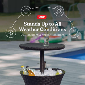 Outdoor Pop-Up Bar Table with Built-In Cooler