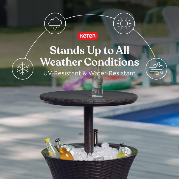 Outdoor Pop-Up Bar Table with Built-In Cooler