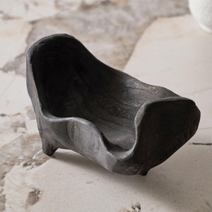 Oak Wood Decorative Bowl with Feet Boho Rustic Home Decor