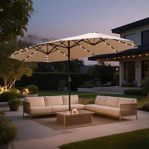 15ft Solar LED Patio Umbrella with Base