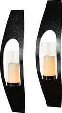 Steel Wall Sconce Pair with Glass Hurricane