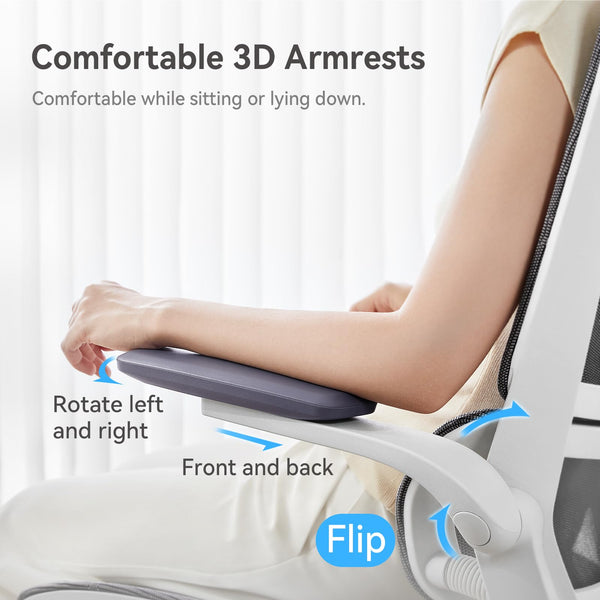 Ergonomic Mesh Office Chair with 3D Flip-Up Armrests & Dual Back Support