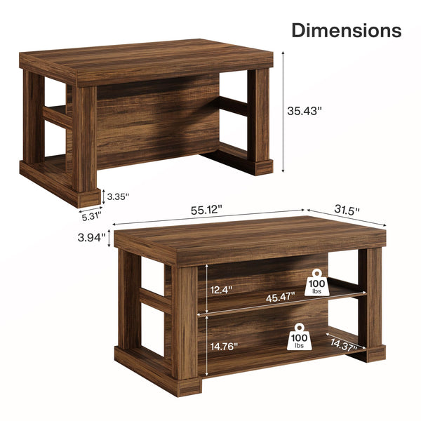 Kitchen Island with Seating and 3-Tier Storage Shelves