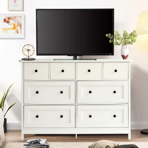 8-Drawer Dresser with Metal Knobs & Wood Legs
