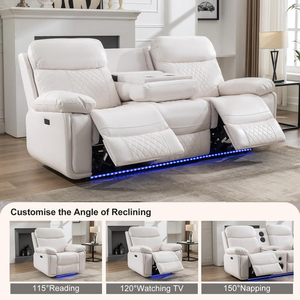 Power Reclining Sofa Set with LED & Speakers