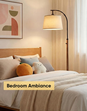 Dimmable Arc Floor Lamp with Linen Shade, 65" Tall