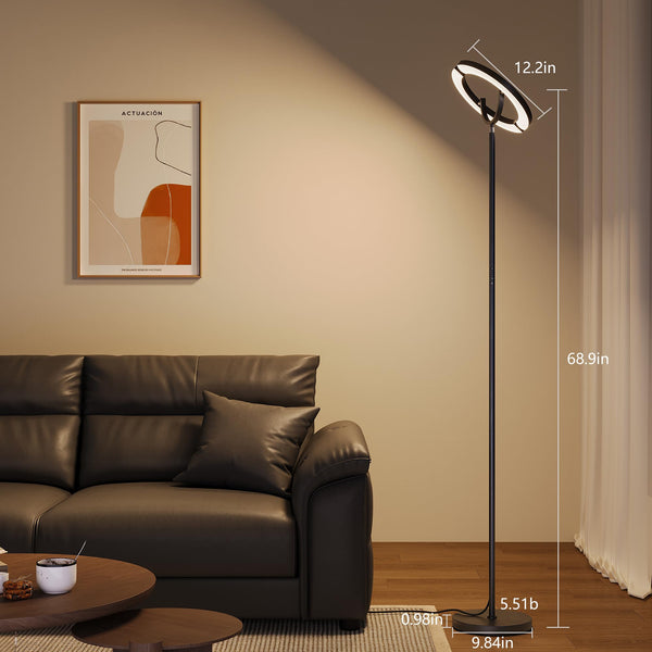 LED Floor Lamp with Remote, Stepless Dimming & Color Temperature Control