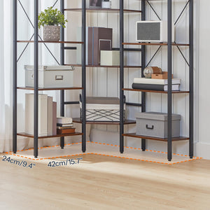 L-Shaped Corner Bookshelf 5-Tier with 14 Open Shelves