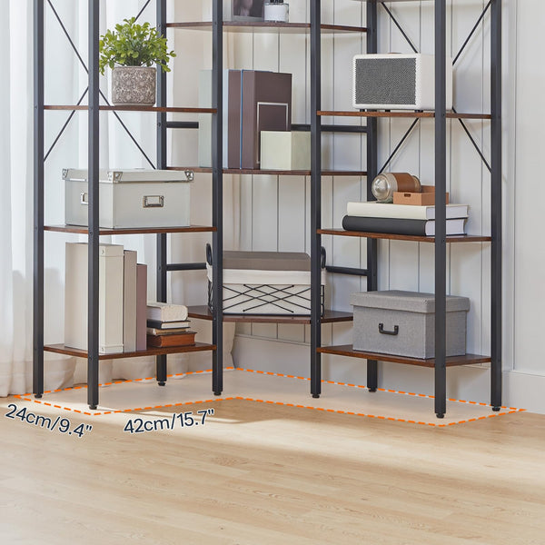 L-Shaped Corner Bookshelf 5-Tier with 14 Open Shelves