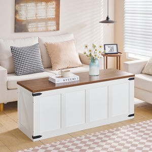 Storage Bench with Toy Box & Safety Hinges – Farmhouse Wooden Chest