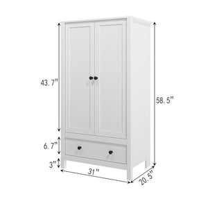 2-Door Wardrobe with Drawer and Hanging Rail
