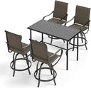 5-Piece Counter Height Patio Bar Set with Metal Table & Sling Stools