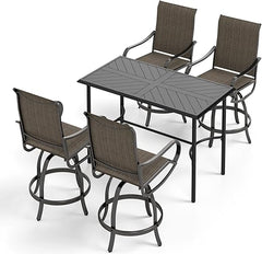 5-Piece Counter Height Patio Bar Set with Metal Table & Sling Stools
