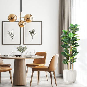 Faux Fiddle Leaf Fig Tree with White Pot