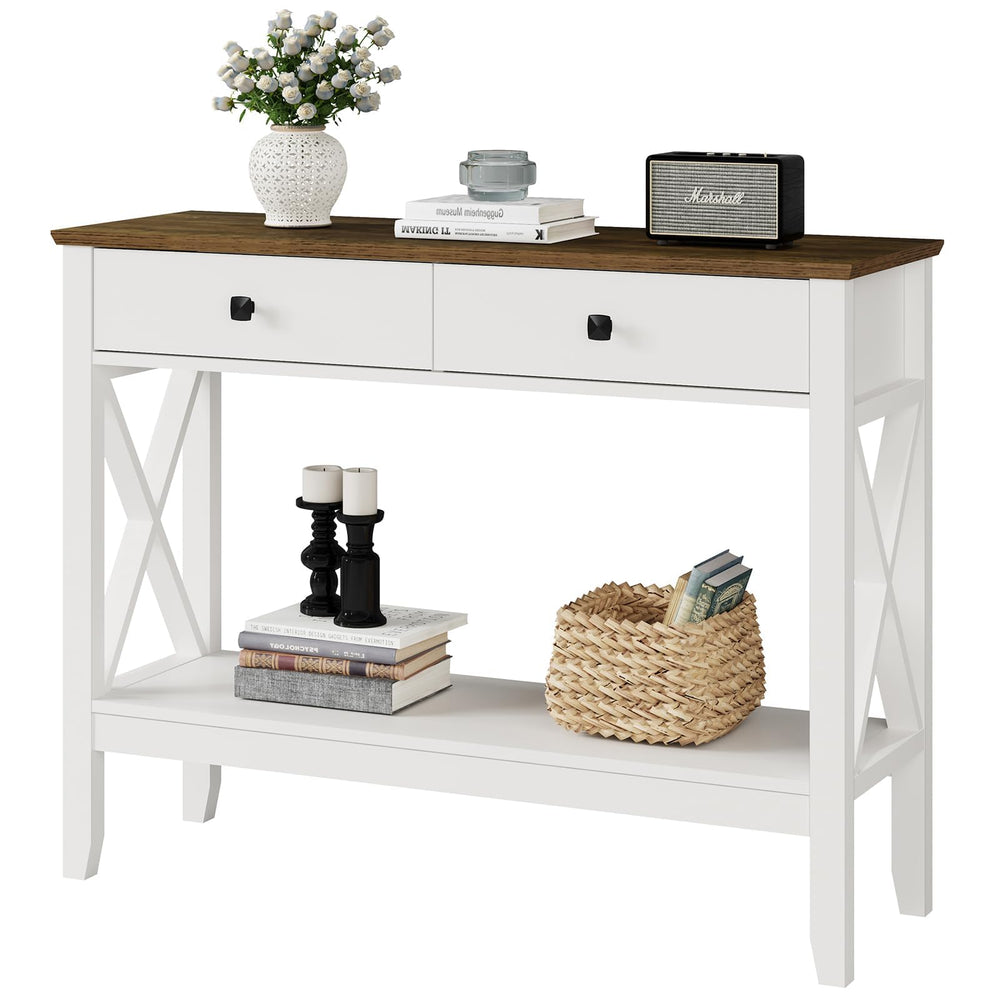 Console Table with 2 Drawers and Storage Shelf