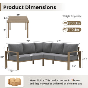L-Shaped Outdoor Sectional Sofa Set with Coffee Table