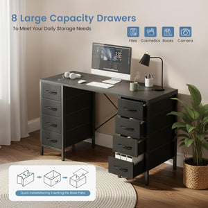 47" Computer Desk with 8 Fabric Drawers & X-Brace Storage