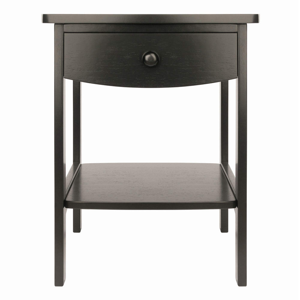 Square Wood End Table with Drawer and Shelf