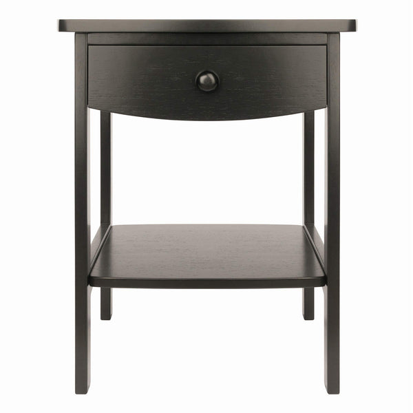 Square Wood End Table with Drawer and Shelf
