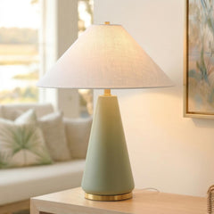 Dawn LED Table Lamp - Green Glass Modern Bedside Lamp